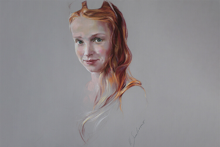 Portret djevojke po narudžbi, pastel