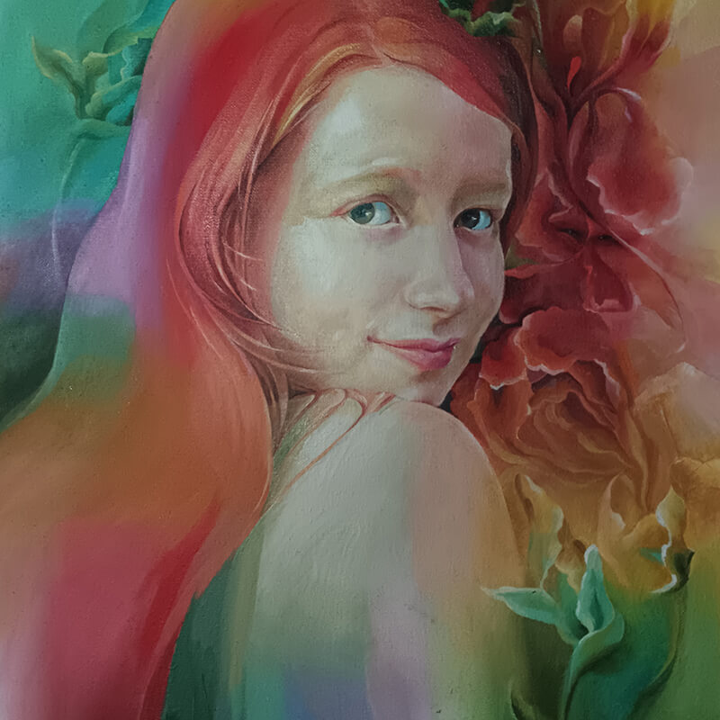 Annučka – portret djevojke, ulje na platnu