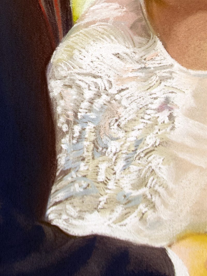 Detalj čipke na vjenčanici, pastel