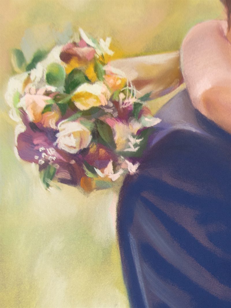 Detalj vjenčanog buketa, pastel