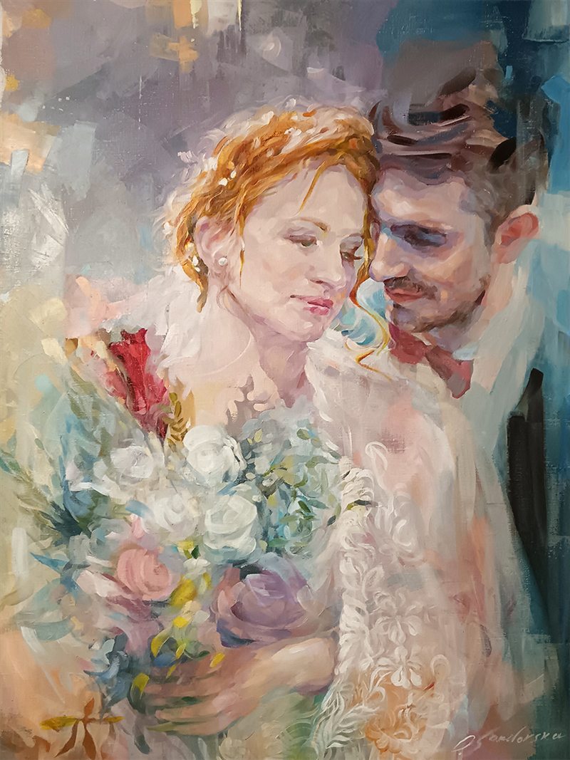 Mladenci, ulje na platnu, 80 × 60 cm