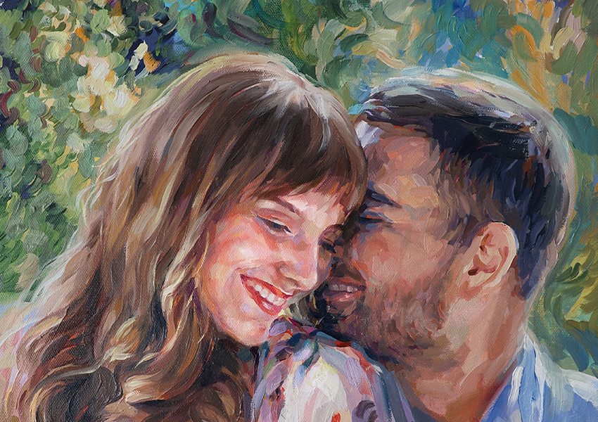 Mladenci, ulje na platnu – slikanje uživo na vjenčanju